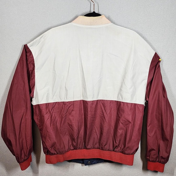 Vintage Reversible Bomber Jacket Mens Large Maroon White Blue Colorblock 80s 90s - Picture 3 of 5